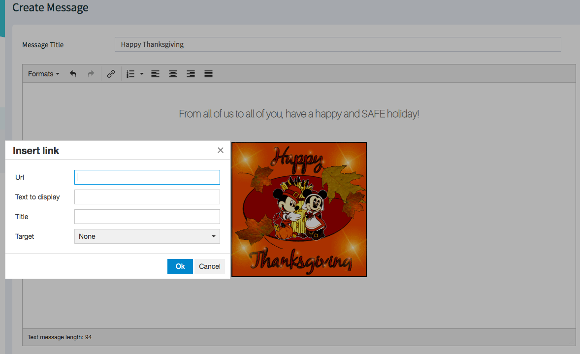 A screenshot of a website that says happy thanksgiving