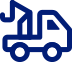 Blue delivery truck icon with a hand truck and parcel box icons