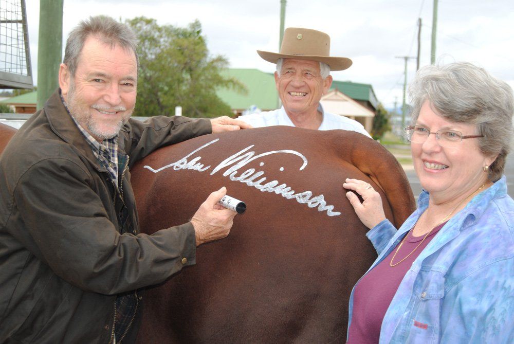 man signing on a cow\