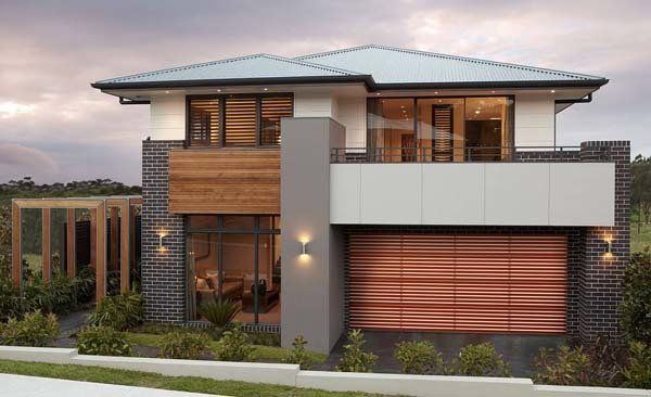 modern house with wood door