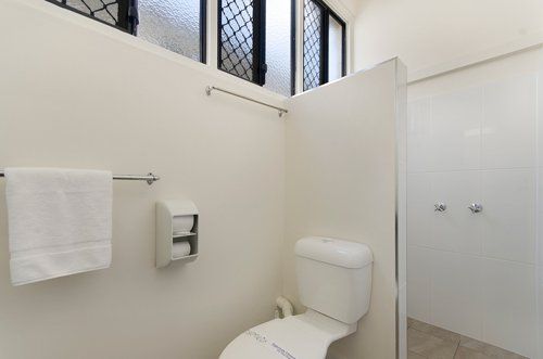 bathroom in the motel room