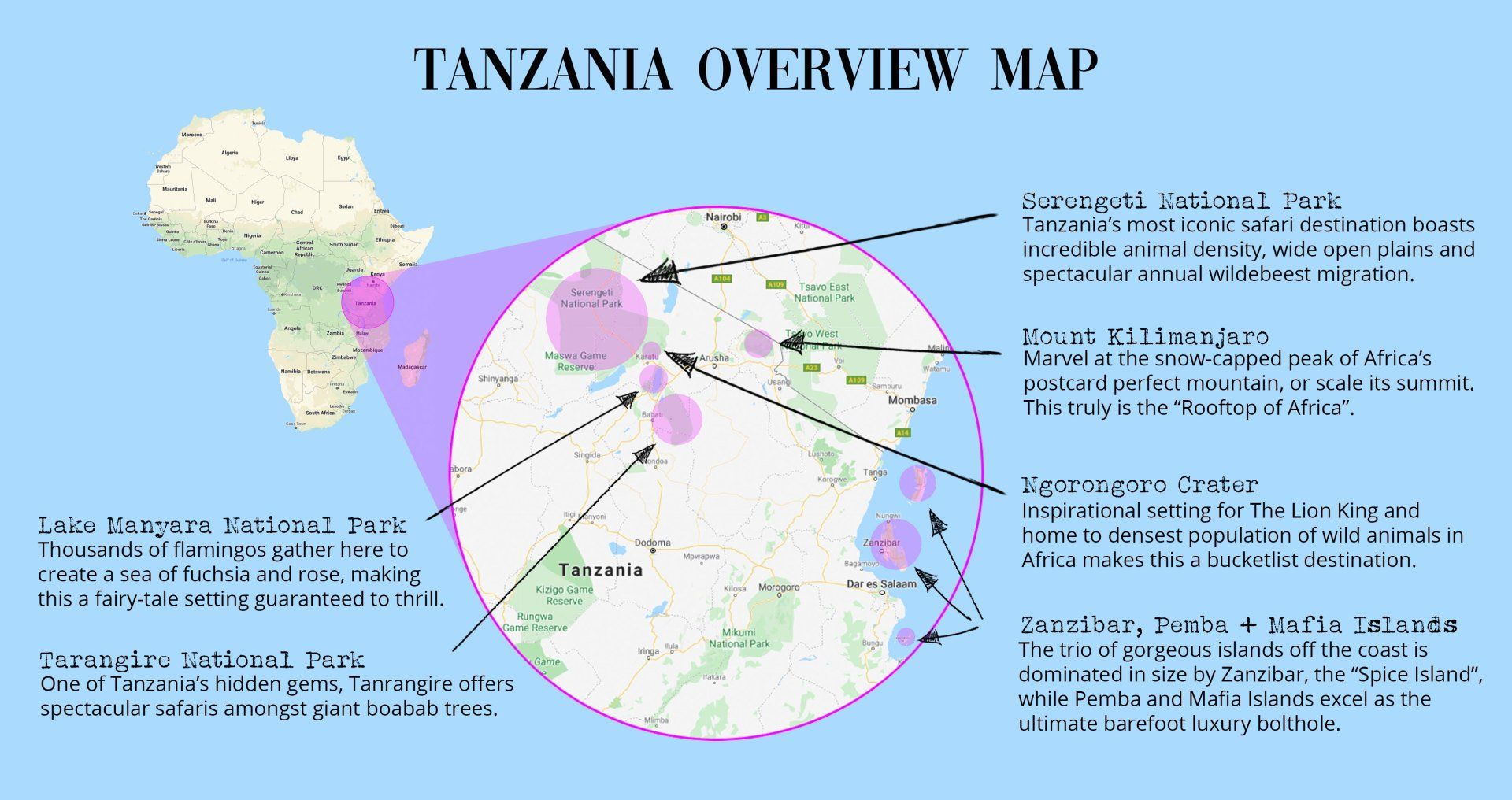 Tanzania country map from The Travel Cafe Cape Town Tanzania country map from The Travel Cafe Cape Town