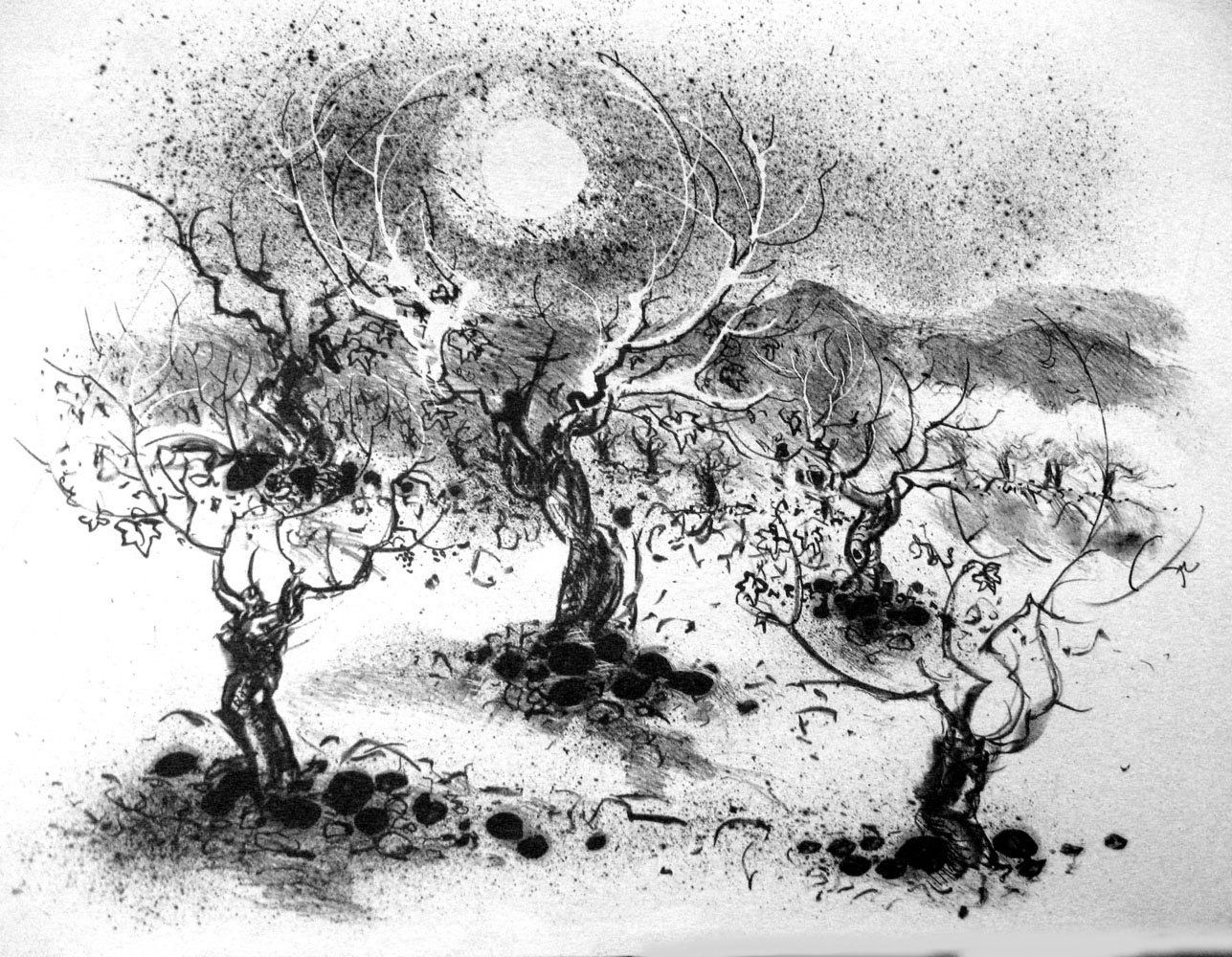 Stone lithograph Vines at the Solstice Sally Scott