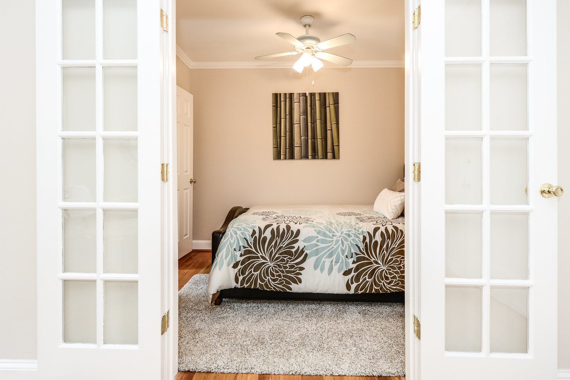 Glass Panel French Doors to Bedroom