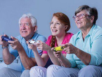 Old Couple Playing - Nursing Home in Marengo, IL