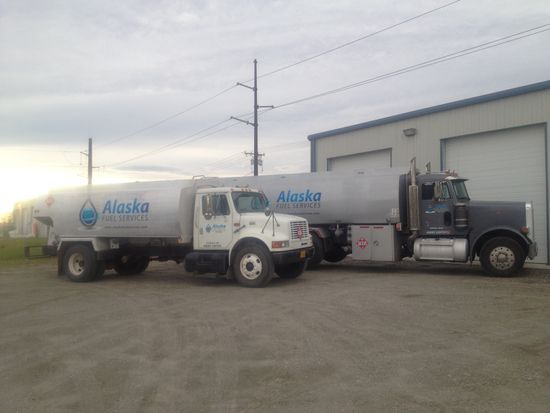 Some fuel trucks in front of our building in Fairbanks, AK