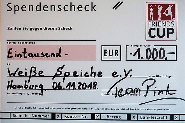 Scan vom Spendencheck über Tausend Euro