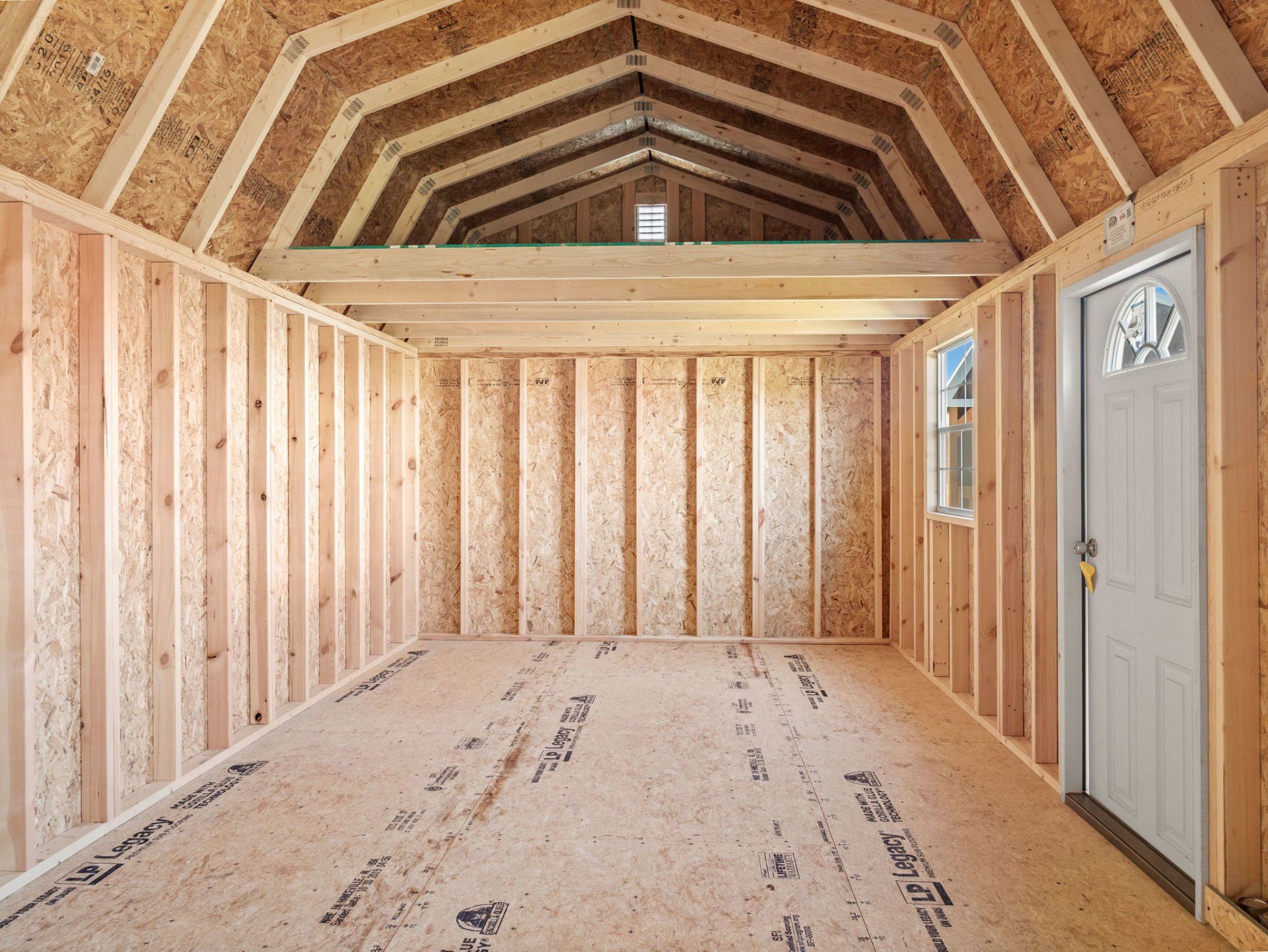 Interior image of a lofted garage.
