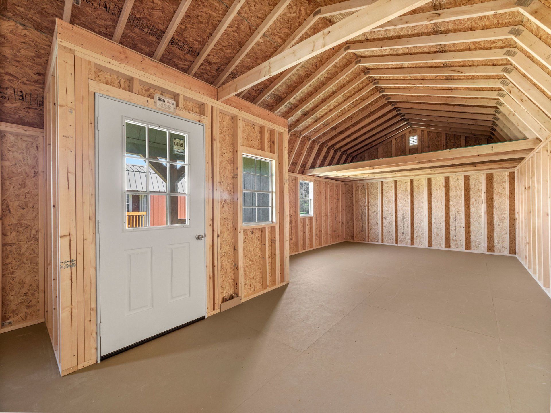 Interior image of a center lofted cabin.