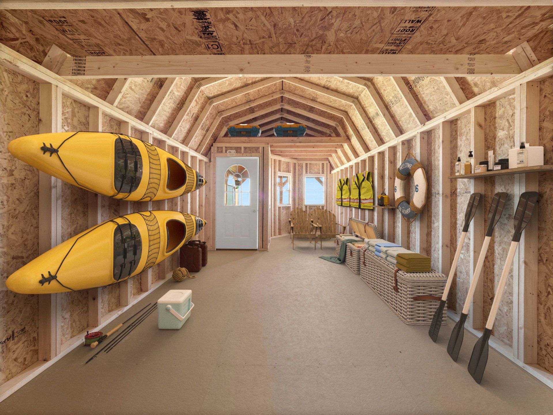 Interior image of a deluxe lofted barn cabin.