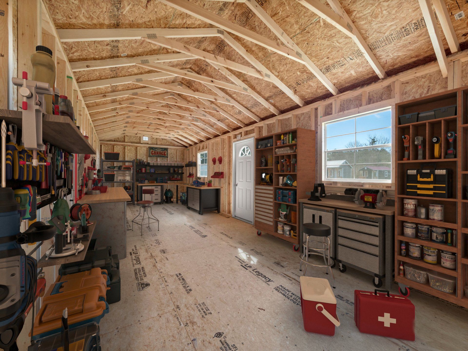 Interior image of a garage.