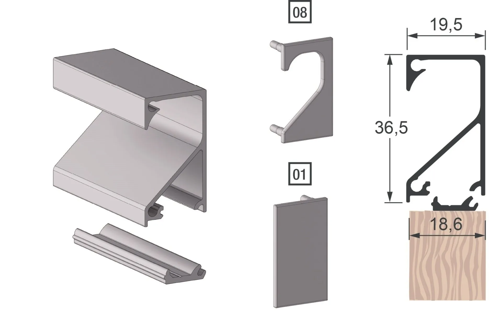 Gm Herrajes SAS - PERFIL 6017T + PIEZA CLIC 18MM