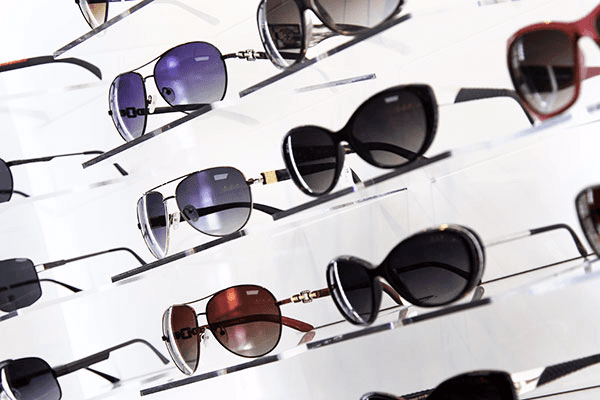 Shelves with sunglasses
