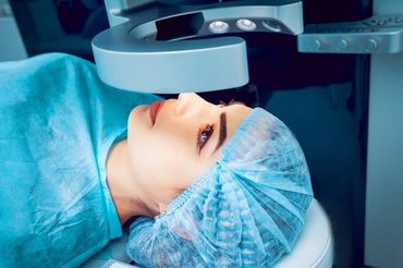 Woman eye is being tested