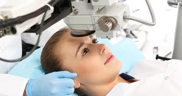 Patient in the operating room during ophthalmic surgery