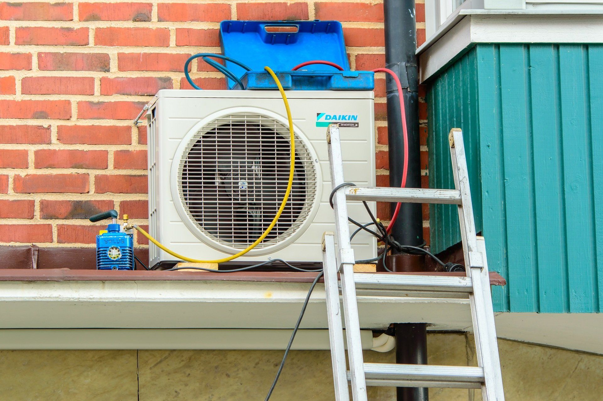 Daikin air conditioner being fitted