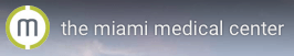 A logo for the miami medical center against a cloudy sky