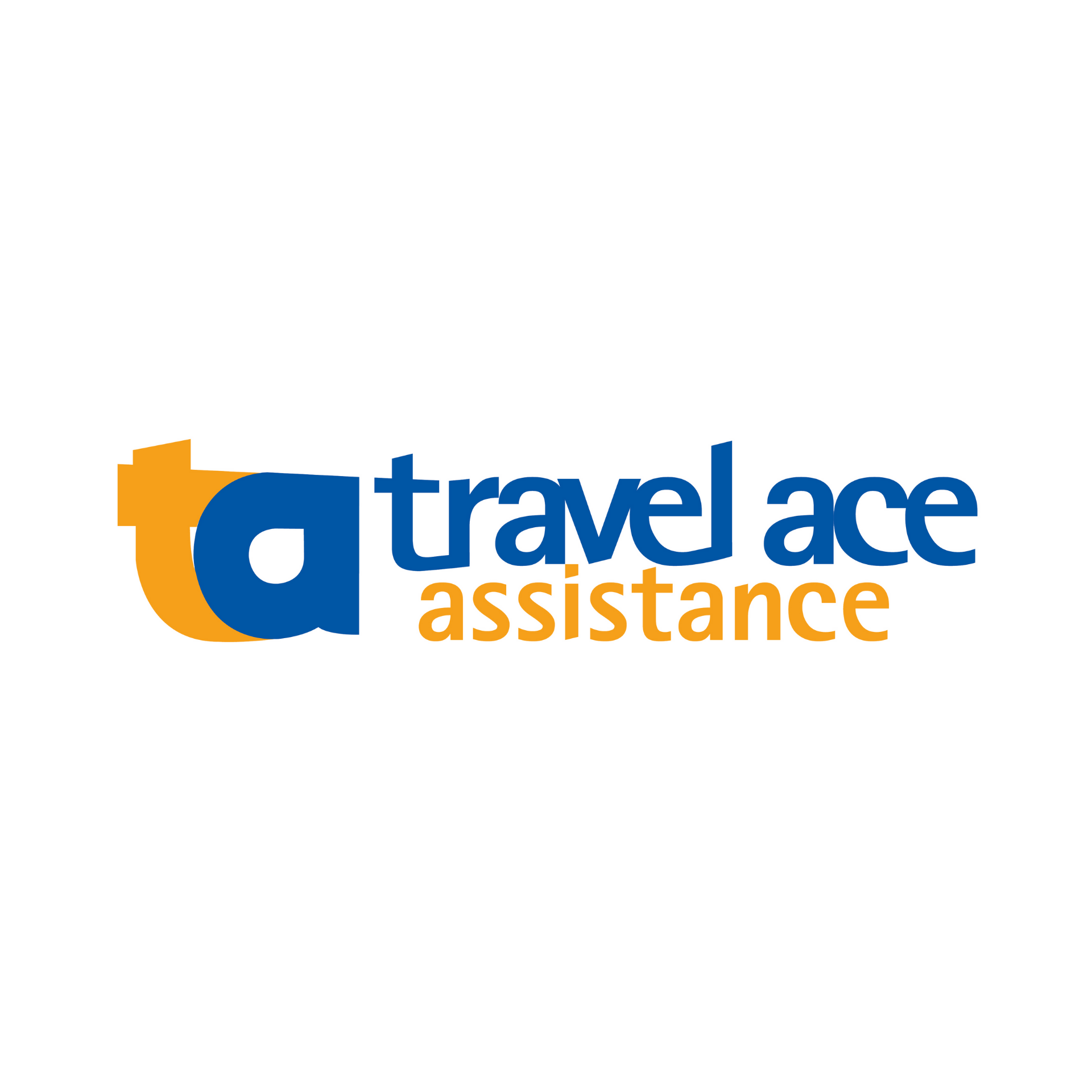 um logotipo de assistência de viagens em um fundo branco