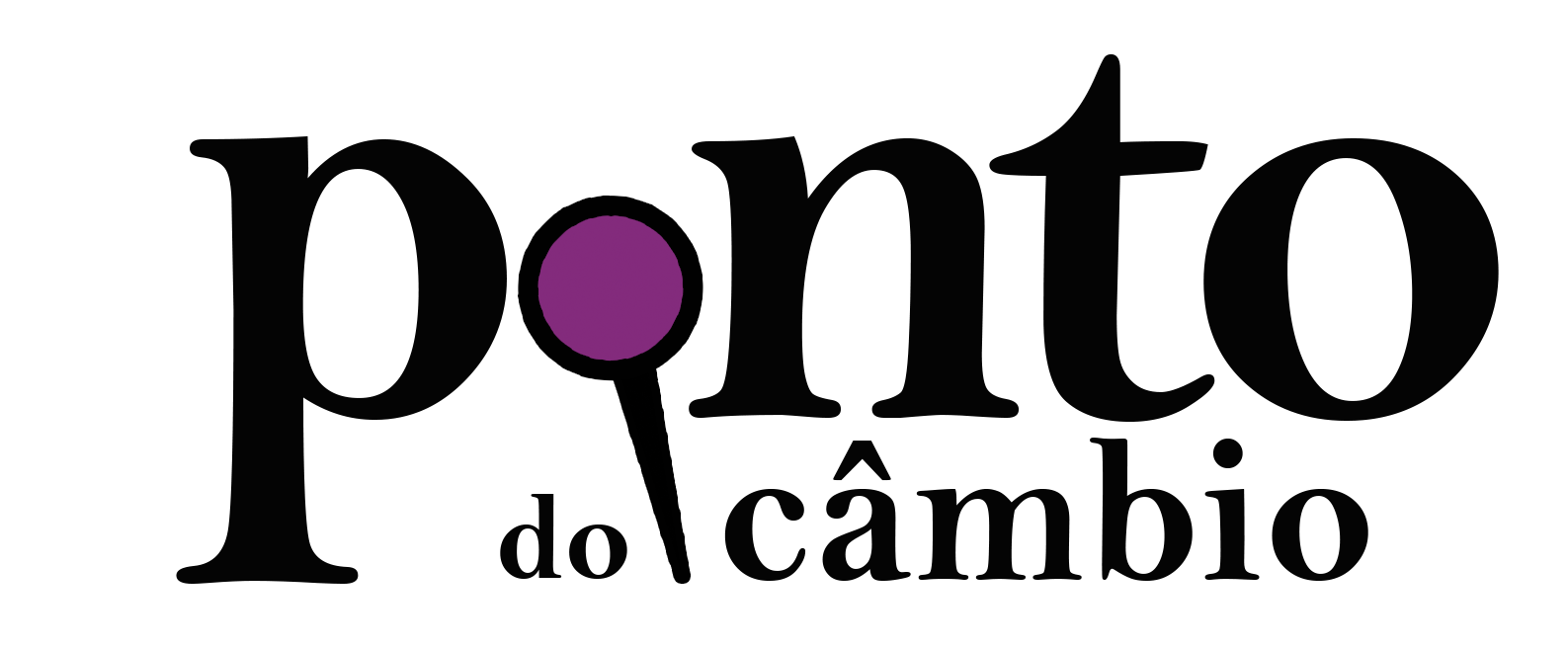 um logotipo preto e roxo para ponto do cambio
