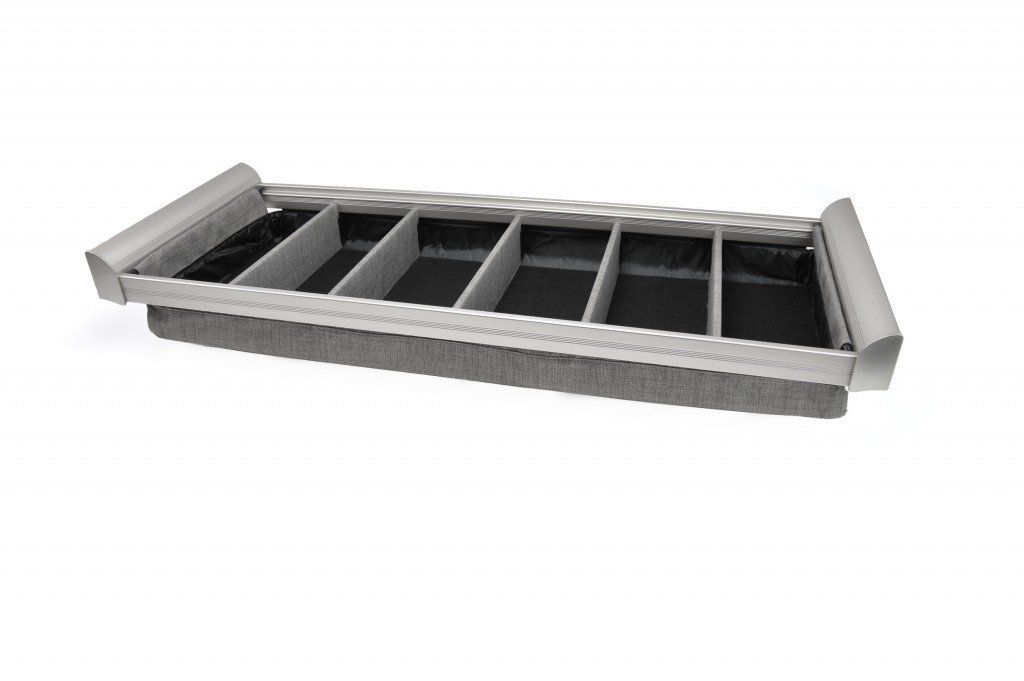 a tray with dividers on a white background .