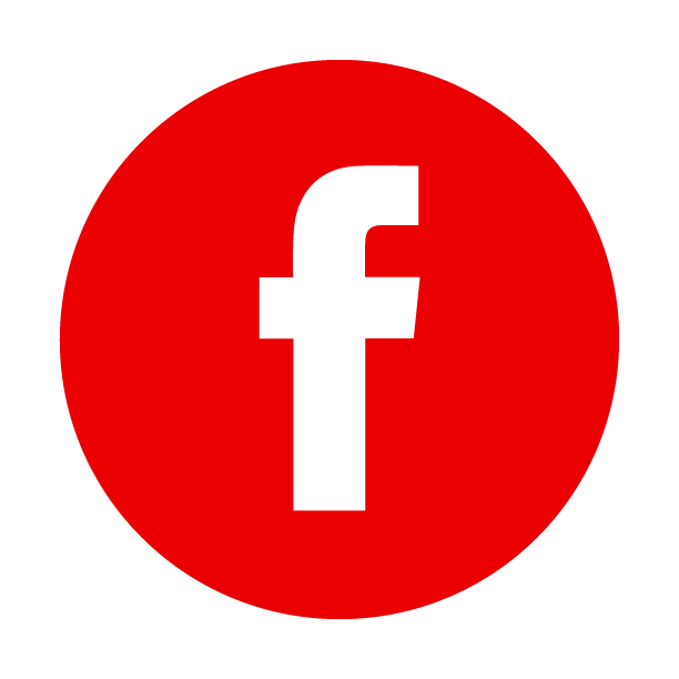 The letter f is in a red circle on a white background.