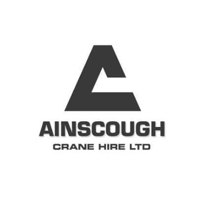 Logo for Ainsworth Crane Hire Ltd: a stylized dark gray
