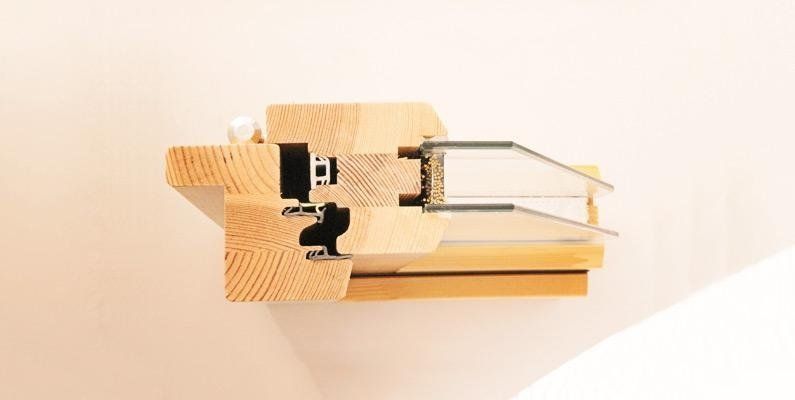 Dettaglio tecnico di finestra in legno