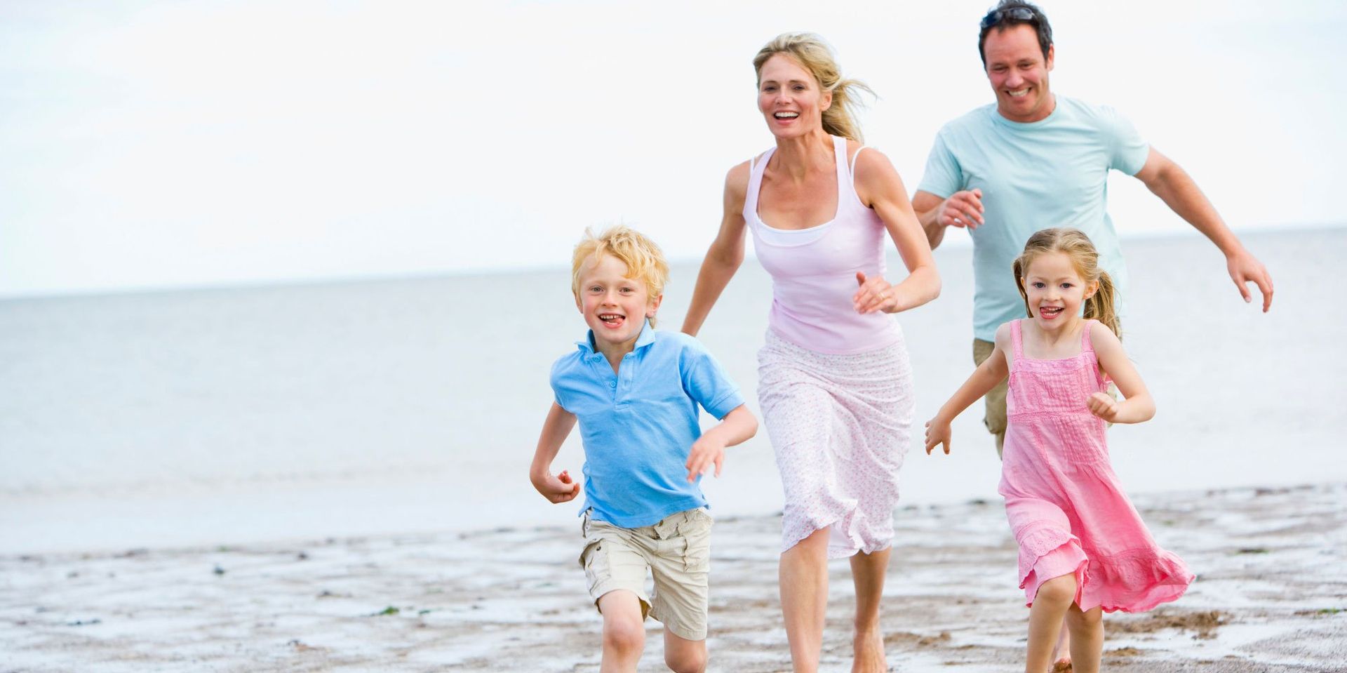 family on beach