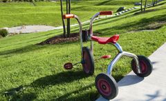 bicycle in park with hardscapes in Cincinnati, OH