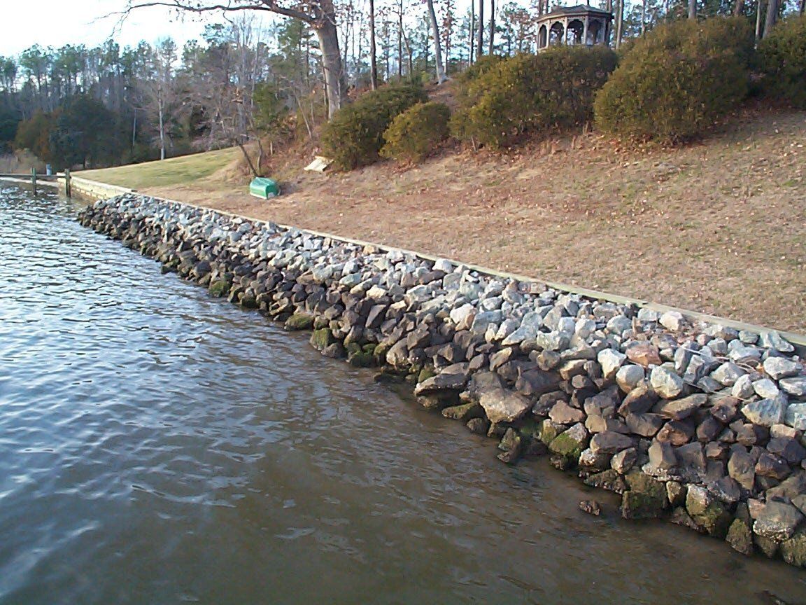 Hardscape Service — Rip Rap With Stone Seawall in Shacklefords, VA