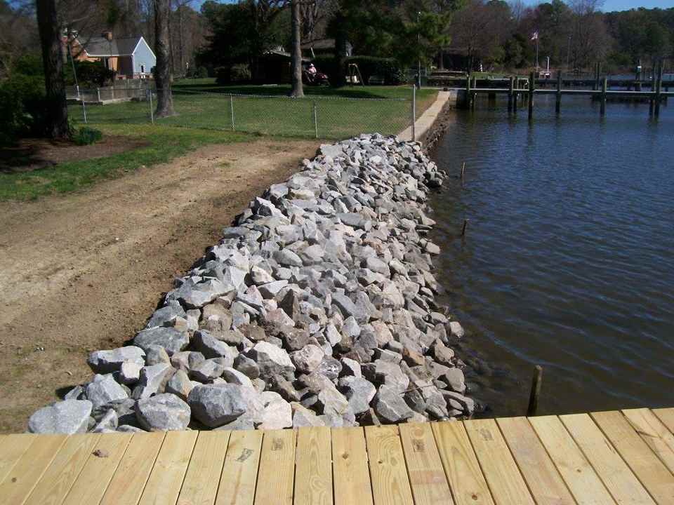 Slope Repair — Rip Rap On Lake in Shacklefords, VA