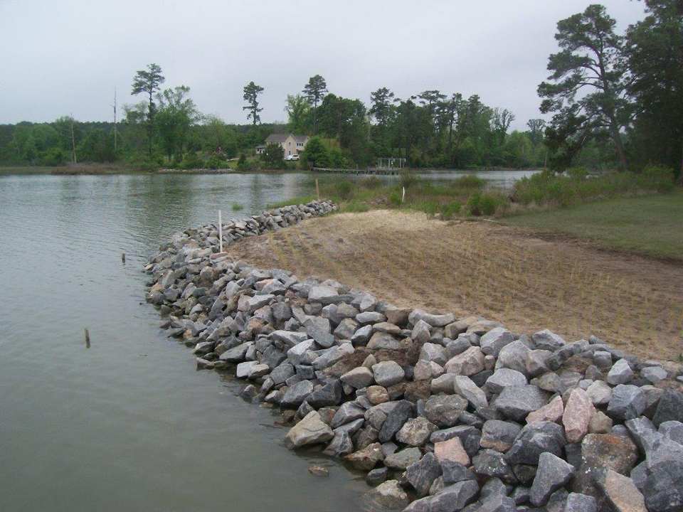 Slope Installation — Large Lake With Rip Rap in Shacklefords, VA