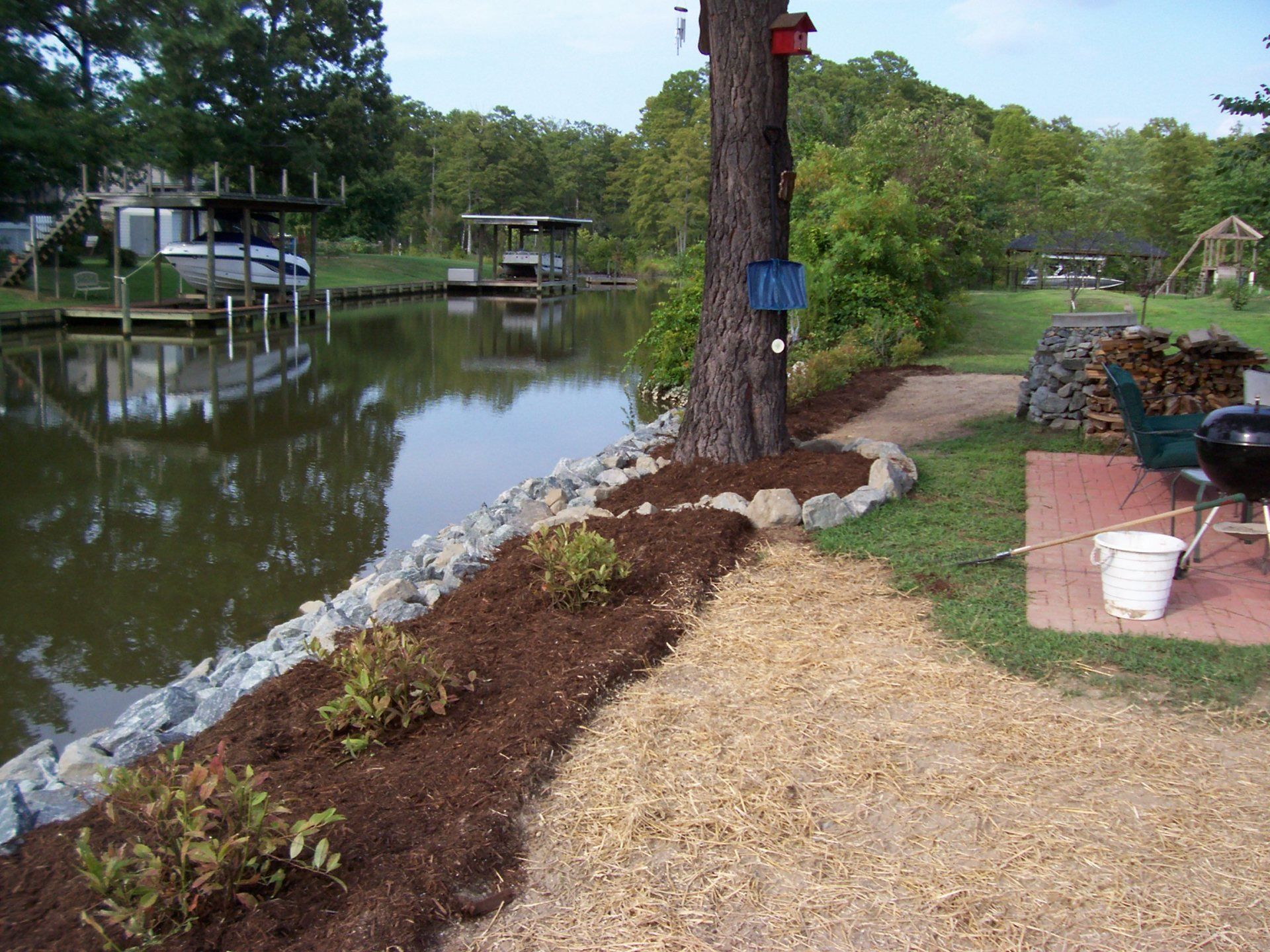 Drainage Repair — Large Tree On Top Of Small Rip Rap in Shacklefords, VA