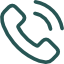 Green outline of a ringing telephone.