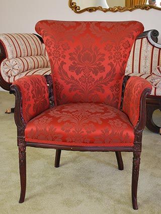 Red Ornate Chair — Interior Designers in North Providence, RI Red Ornate Chair — Interior Designers in North Providence, RI