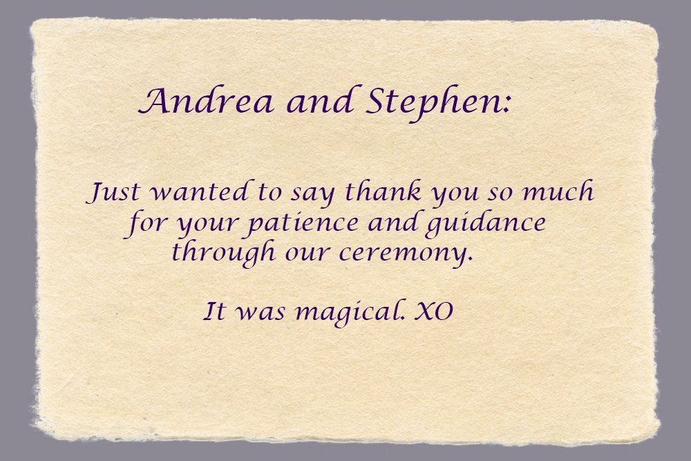 Andrea and Stephen's testimonial for Mdk Ceremonies
