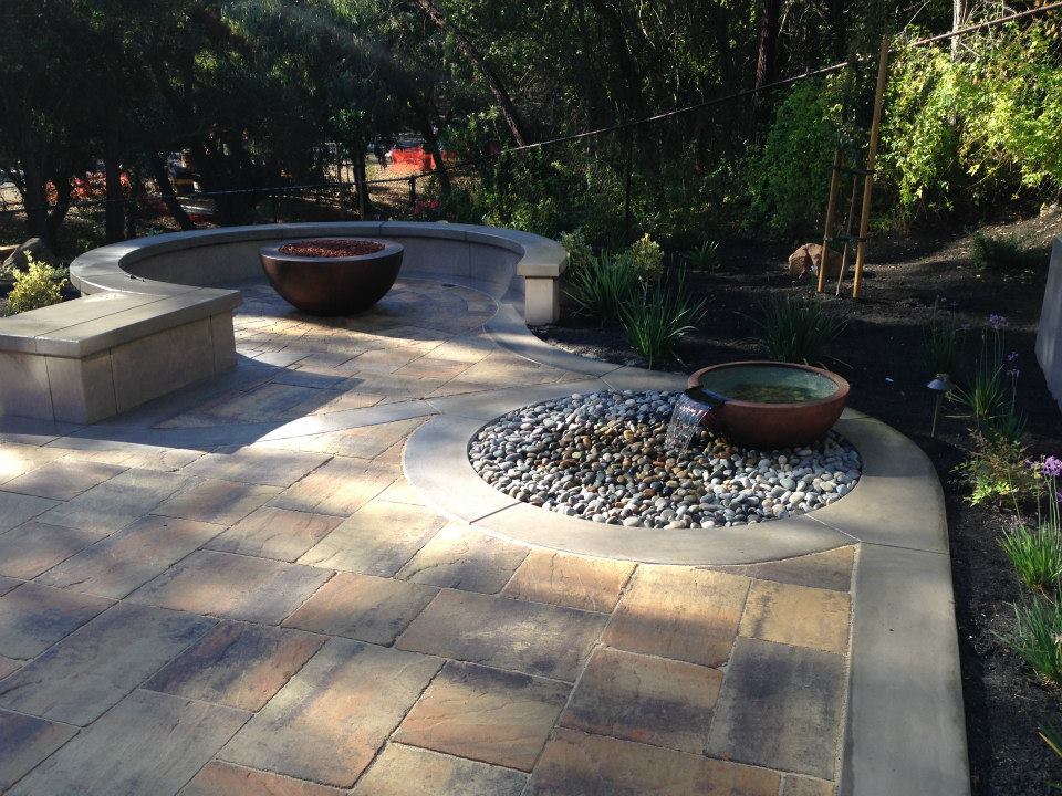 Patio With Fire Place And Fountain — Santa Cruz, CA — Quilici Gardening