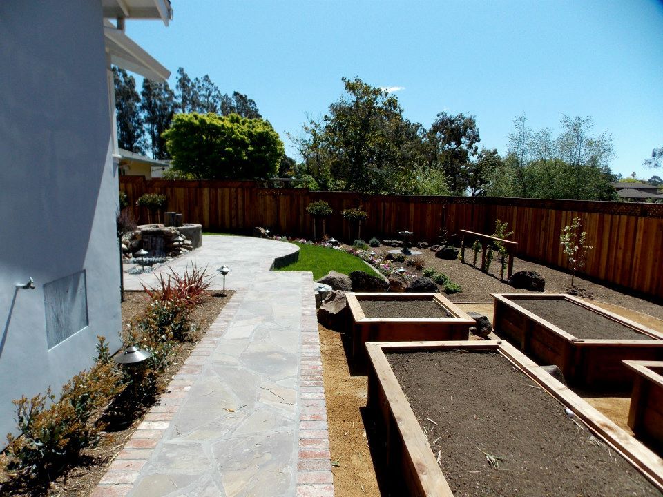 Garden With Patio At The Backyard — Santa Cruz, CA — Quilici Gardening
