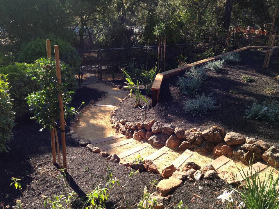 Stone Arrange Beside The Stair Way — Santa Cruz, CA — Quilici Gardening