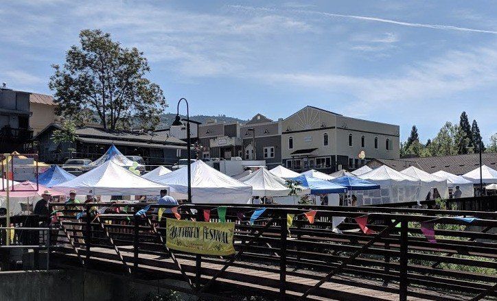 rows of vendor booths and the streets