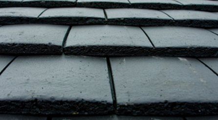 close up of tiled grey roof