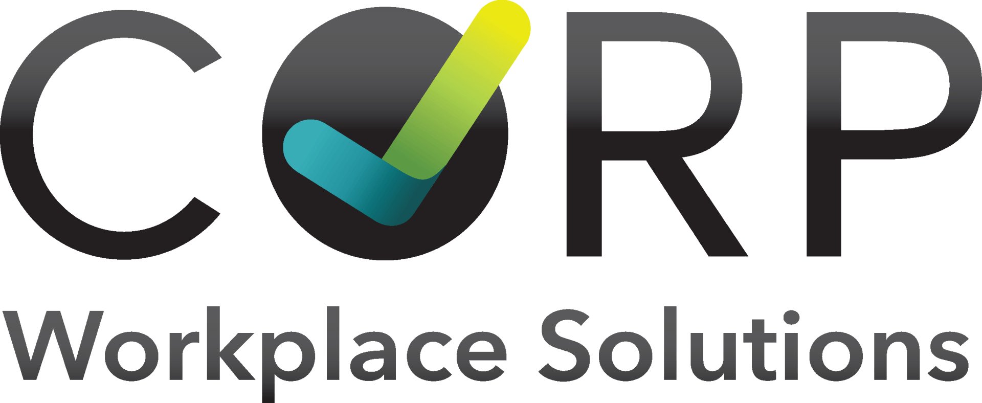 The logo for corp workplace solutions has a check mark on it.