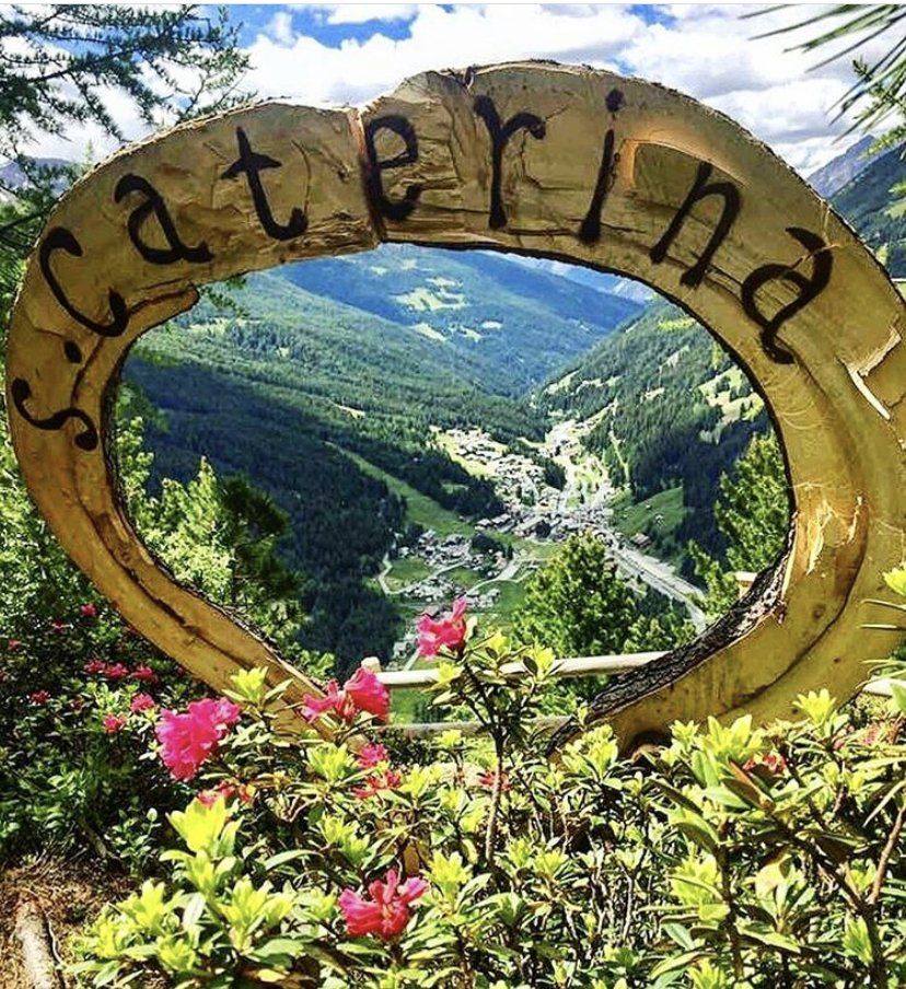 Un cartello di legno con sopra la parola caterina