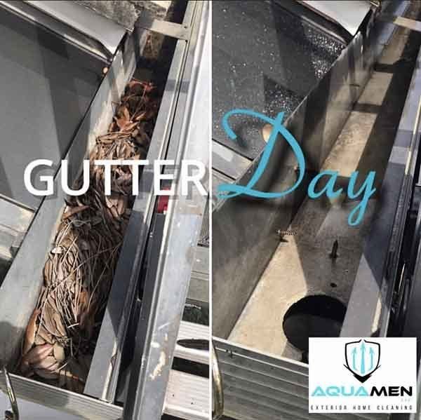 before and after gutter cleaning