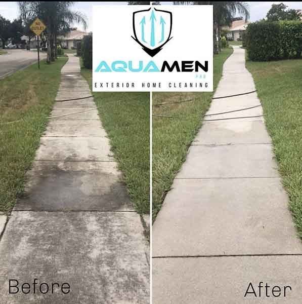 pressure washed driveway