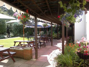 View of the garden of our hotel at King's Lynn