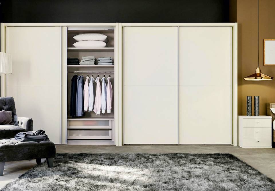 wardrobe with clothes