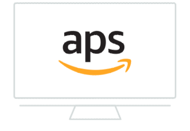 a computer monitor with the aps logo on it