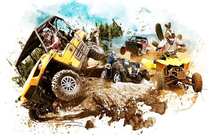 a group of people are riding atvs and utv in the mud we are experts reaching utv riders with online ads
