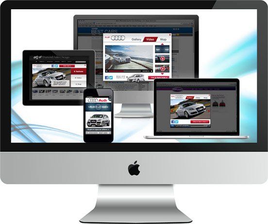 color image showing examples of ads on multiple computer and mobile devices
